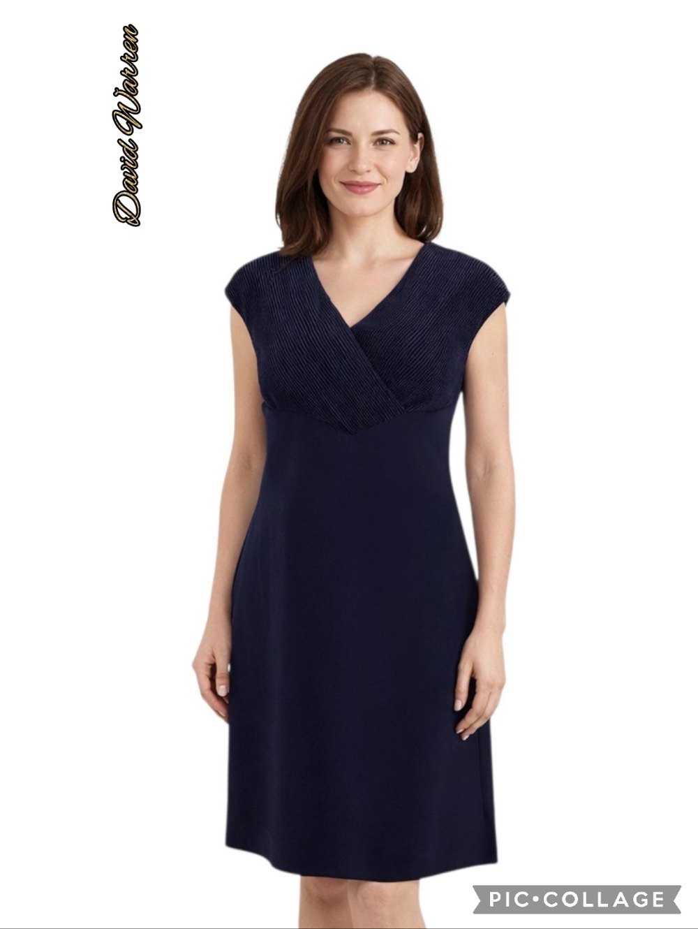 DW3 dress v-neck purple formal party lined side zip back slit sleeveless USA